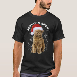 Camiseta Gato divertido de Navidad Meowy y Brillante