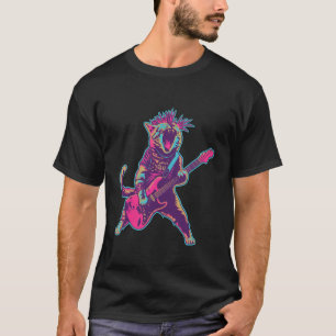 Camiseta Gato divertido de punk rock tocando música de guit