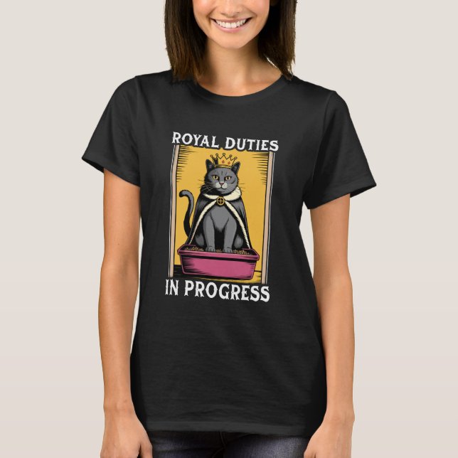 Camiseta Gato Divertido Deberes Reales En Progreso Caja De  (Anverso)