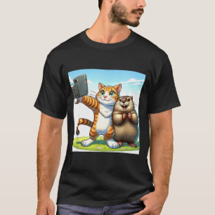 Camiseta Gato divertido del día de la marmota tomando selfi