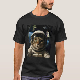 Camiseta Gato divertido del espacio exterior con OVNI y ast