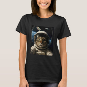Camiseta Gato divertido del espacio exterior con OVNI y ast