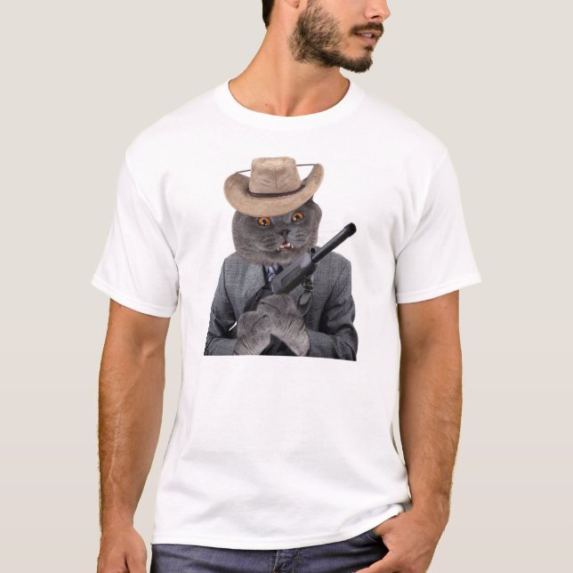 Camiseta Gato divertido del gángster (Anverso)