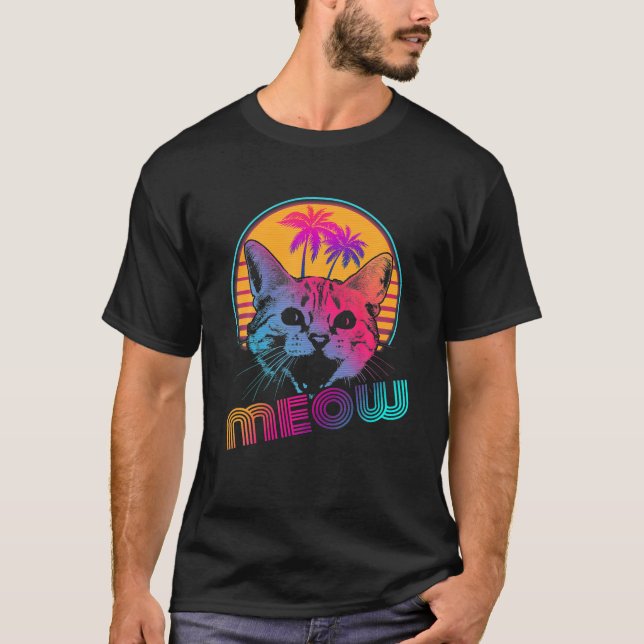 Camiseta Gato divertido del gato Meow Retro Lover (Anverso)