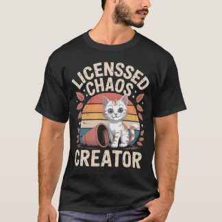 Camiseta Gato Divertido Derribando Cosas
