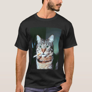 Camiseta Gato Divertido Dice Meme de Fumar Humor Felino Sar