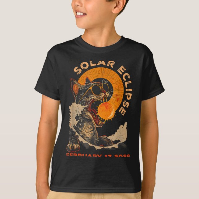 Camiseta Gato divertido eclipse solar 17 de febrero (Anverso)