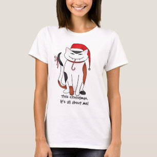 Camiseta Gato divertido egoísta del navidad