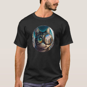 Camiseta Gato divertido electro retro lupa genial Lindo
