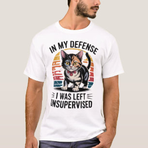 Camiseta Gato Divertido En Mi Defensa Me Dejaron Sin Superv