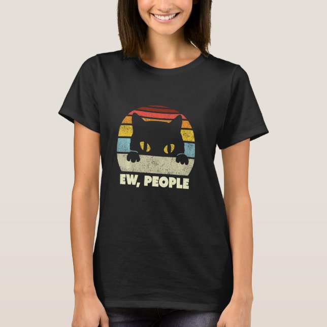 Camiseta Gato divertido estilo retro Ew People (Anverso)