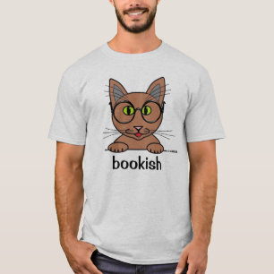 Camiseta Gato divertido estudioso y con gafas libresco