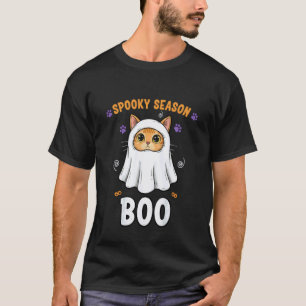 Camiseta Gato Divertido Fantasma Lindo Gato De Halloween Me