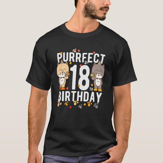 Camiseta Gato Divertido Feliz Cumpleaños 18 Años (Anverso)
