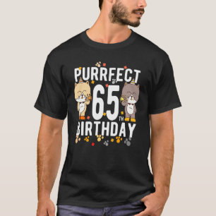 Camiseta Gato divertido Feliz cumpleaños número 65 cumpleañ