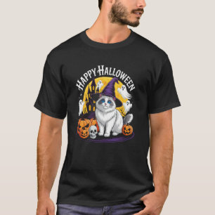 Camiseta Gato Divertido Feliz Halloween Ragdoll Fantasma Es