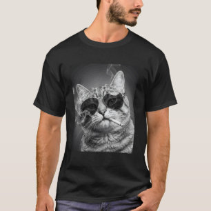 Camiseta Gato Divertido Fumando Cigarrillo Cabina de Fotos