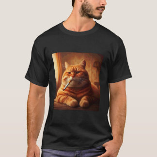 Camiseta Gato Divertido Fumando Cigarrillo Diseño de Meme d