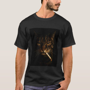 Camiseta Gato Divertido Fumando Cigarrillo Gatito Meme Gen