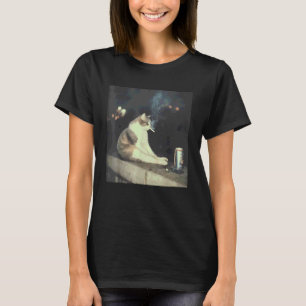 Camiseta Gato Divertido Fumando Cigarrillo Gatito Meme Raro