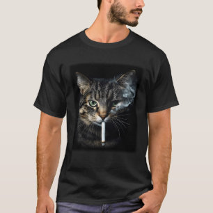 Camiseta Gato Divertido Fumando Cigarrillo Gato Tabby Meme
