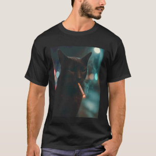 Camiseta Gato Divertido Fumando Cigarrillo Meme de la Gener