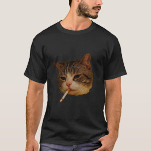 Camiseta Gato Divertido Fumando, Gatito de Cigarrillo Meme