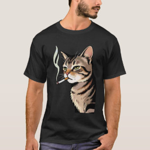 Camiseta Gato Divertido Fumando, Gatito de Cigarrillo Meme 