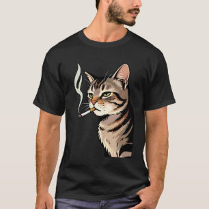 Camiseta Gato Divertido Fumando, Gatito de Cigarrillo Meme 