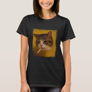 Camiseta Gato Divertido Fumando, Gatito de Cigarrillo Meme