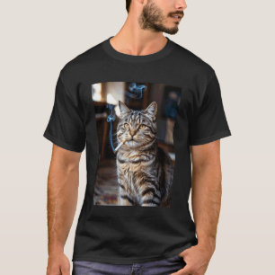 Camiseta Gato Divertido Fumando Meme Retro Grunge de los 90