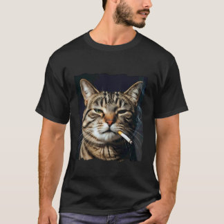 Camiseta Gato Divertido Fumando Meme Sarcástico