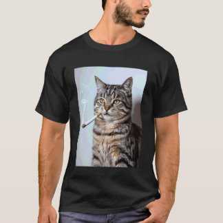 Camiseta Gato Divertido Fumando Meme Sarcástico Chiste de G