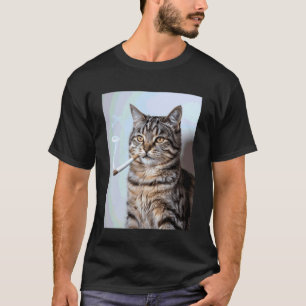 Camiseta Gato Divertido Fumando Meme Sarcástico Chiste de G