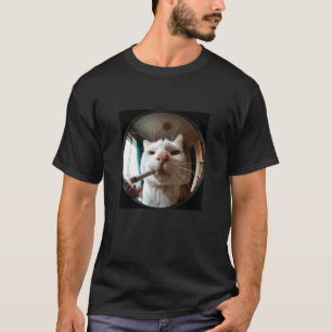 Camiseta Gato Divertido Fumando Visor de Puerta Lente de Oj