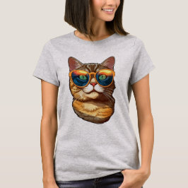 Camiseta Gato Divertido Gatito Lindo con Gafas de Sol Amant