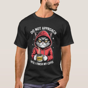 Camiseta Gato Divertido Gatos Gatito Bebedor De Café Sarcás