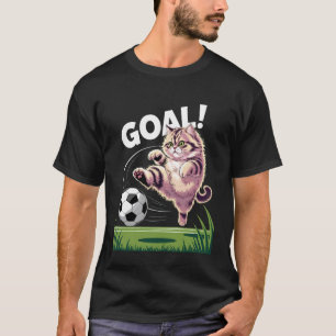 Camiseta Gato Divertido Gol de Fútbol Kick Fútbol Humor Dep