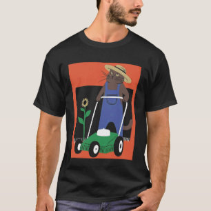 Camiseta Gato Divertido Granjero Papá Cortando Césped Manga