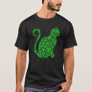 Camiseta Gato  divertido hoja de trébol de cuatro hojas gat