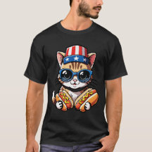 Gato Divertido Hot Dog Día de la Independencia Com