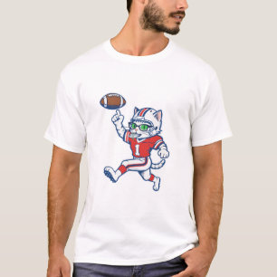 Camiseta Gato Divertido Jugador de Fútbol Americano