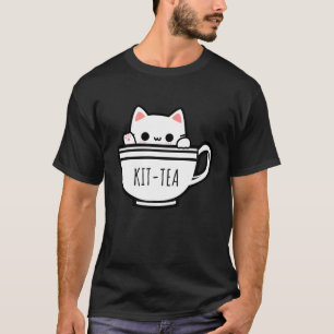 Camiseta Gato divertido Kit Tea juego de palabras gato Kawa
