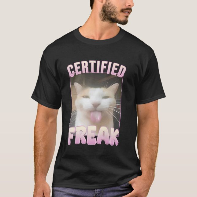 Camiseta Gato divertido meme freak certificado (Anverso)