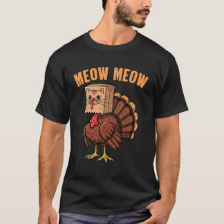 Camiseta Gato divertido Meow Meow pavo Día de Acción de Gra