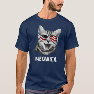 Camiseta Gato divertido Meowica USA bandera americana