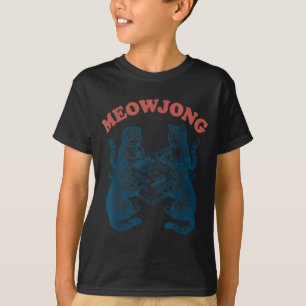 Camiseta Gato divertido meowjong jugando mahjong retro
