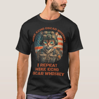 Camiseta Gato Divertido Militar Mike Eco Oscar Foxtrot