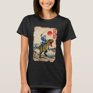 Camiseta Gato Divertido Montando Arte Japonesa Ukiyo-e Samu