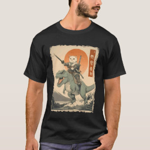 Camiseta Gato Divertido Montando Arte Japonesa Ukiyo-e Samu